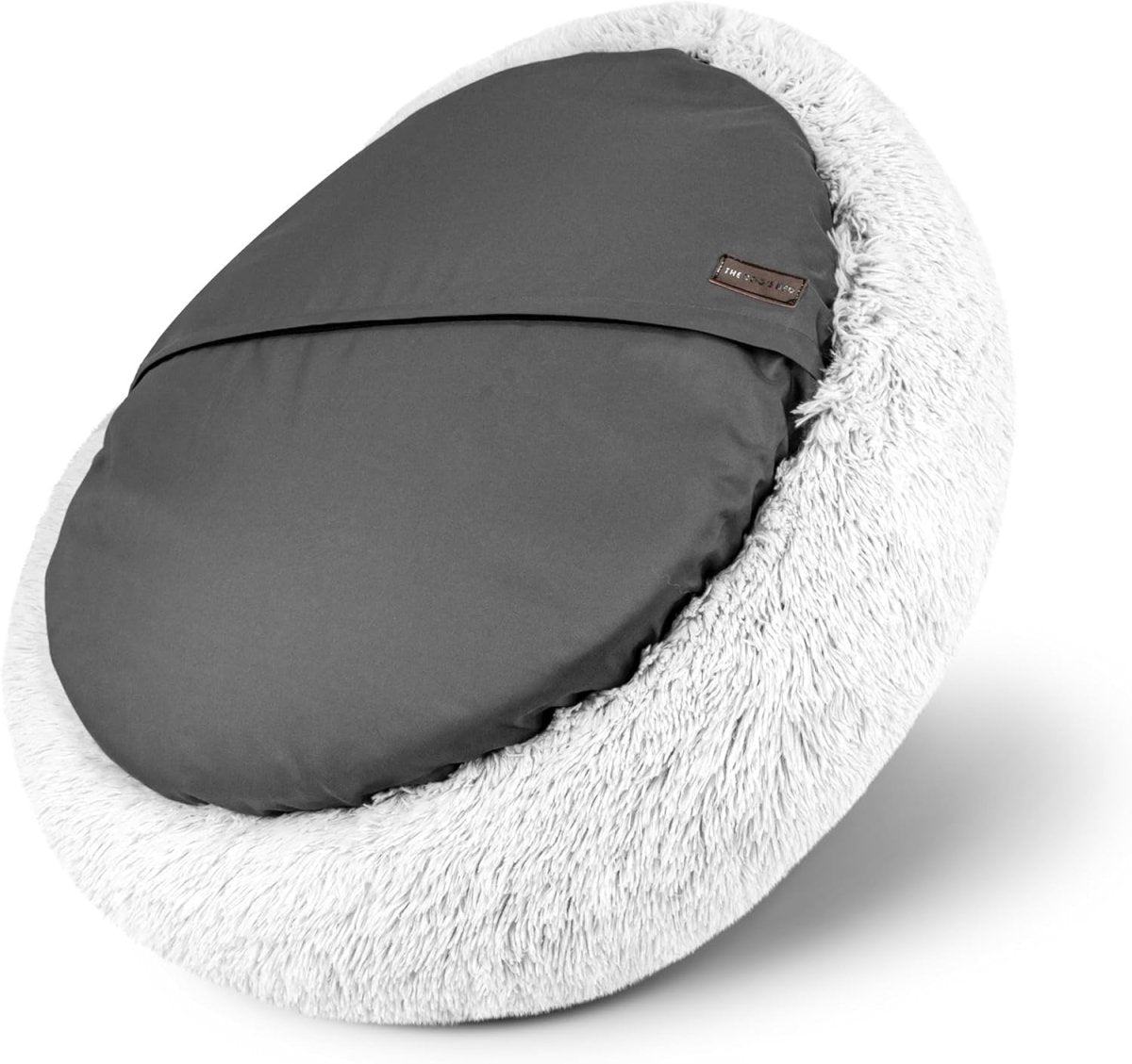 Large Plush Donut Dog Bed 91cm Calming Round Nest Ice White - Kwikley