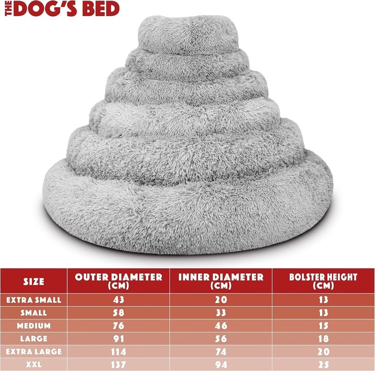 Large Plush Donut Dog Bed 91cm Calming Round Nest Silver - Kwikley