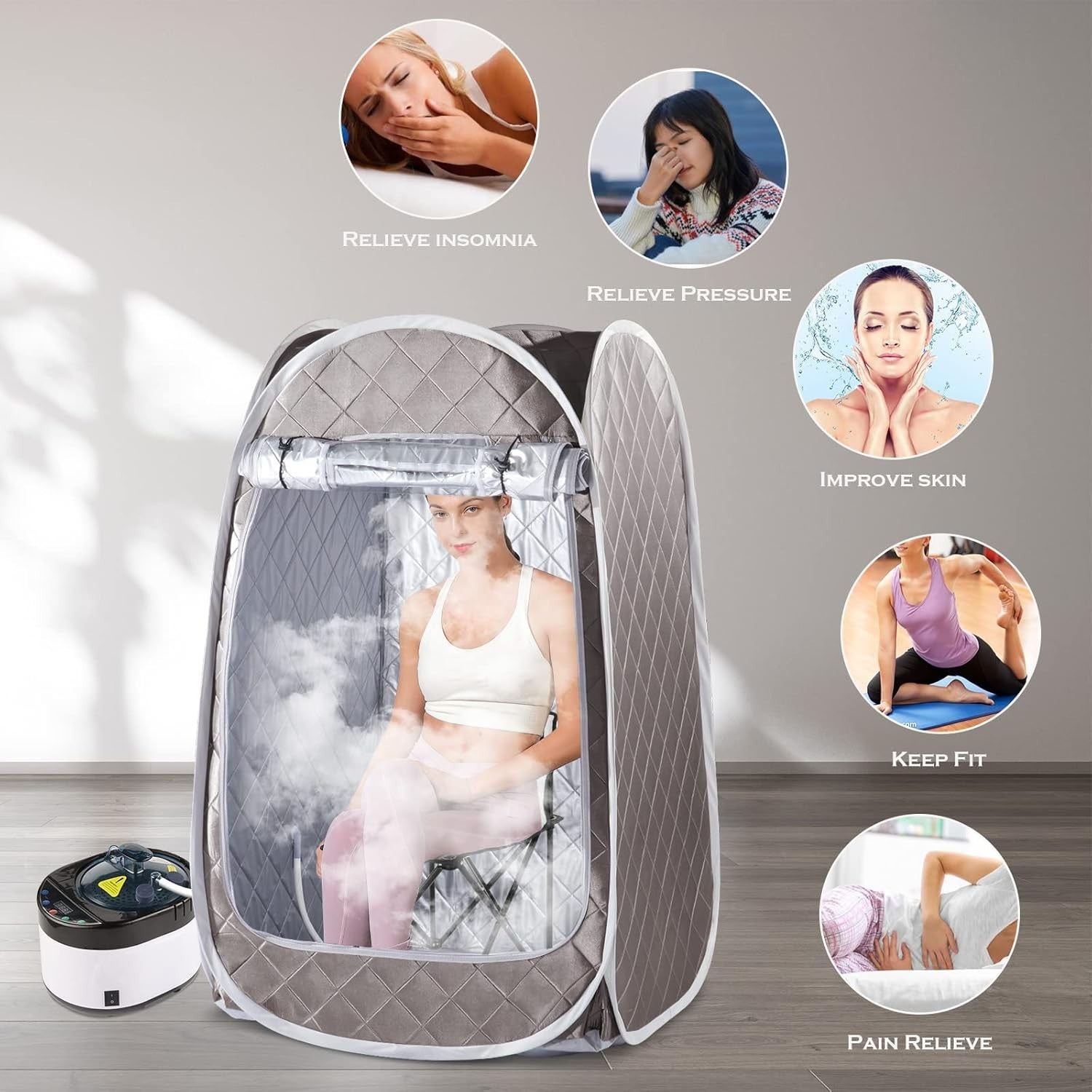 Large Portable Steam Sauna Tent 4L 1500W Fast Heat 9 - Level Home Spa Foldable - Kwikley