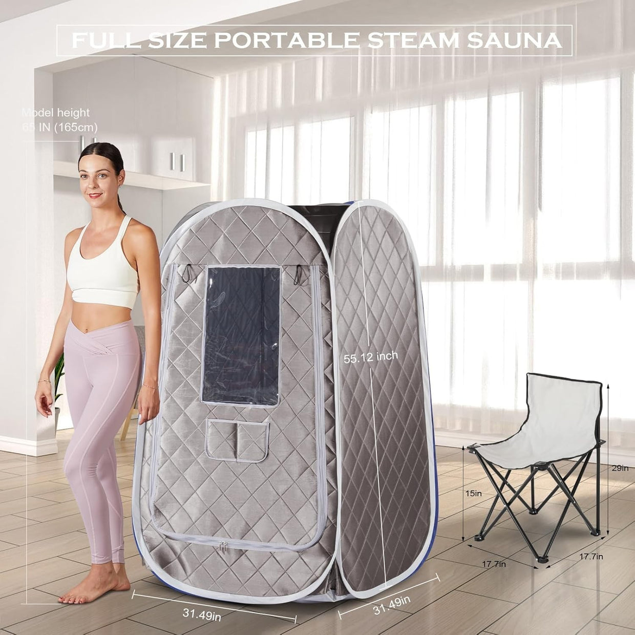 Large Portable Steam Sauna Tent 4L 1500W Fast Heat 9 - Level Home Spa Foldable - Kwikley