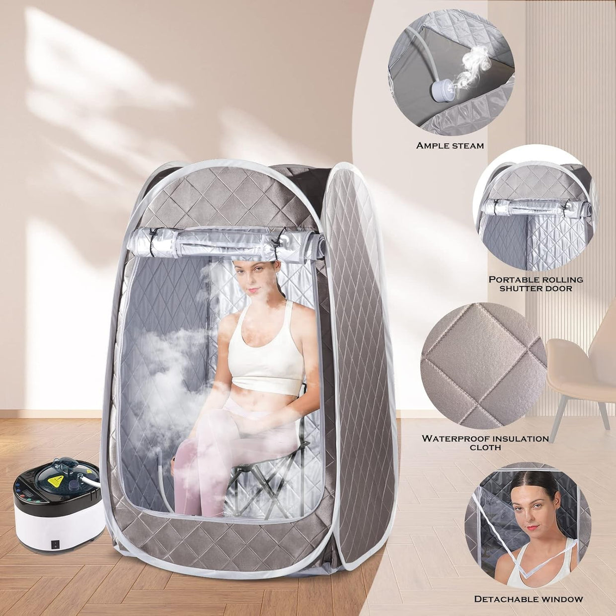 Large Portable Steam Sauna Tent 4L 1500W Fast Heat 9 - Level Home Spa Foldable - Kwikley