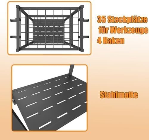 Large Portable Tool Rack on Wheels 42x30x80cm 35 Slots 3 - Tier Organizer - Kwikley