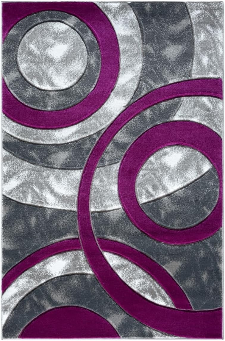 Large Purple Washable Shaggy Area Rug 200x290cm Soft Non Slip Living Room Carpet - Kwikley