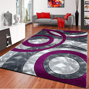 Large Purple Washable Shaggy Area Rug 200x290cm Soft Non Slip Living Room Carpet - Kwikley