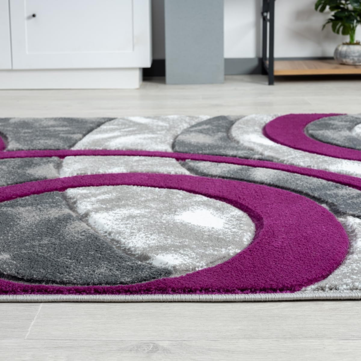 Large Purple Washable Shaggy Area Rug 200x290cm Soft Non Slip Living Room Carpet - Kwikley