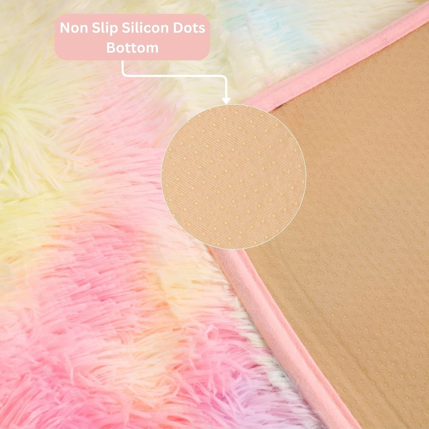 Large Rainbow Shaggy Rug 200x290cm Soft Fluffy Thick Pile Non Slip Carpet - Kwikley