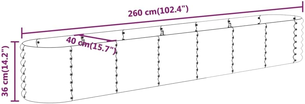 Large Raised Garden Bed 260cm Steel Outdoor Flower Planter - Kwikley