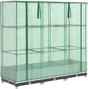 Large Raised Garden Planter with Greenhouse Cover 120x40x123cm | White Rattan - Kwikley