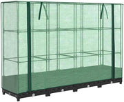 Large Raised Garden Planter with Greenhouse Cover 160x40x123cm | Black Rattan - Kwikley