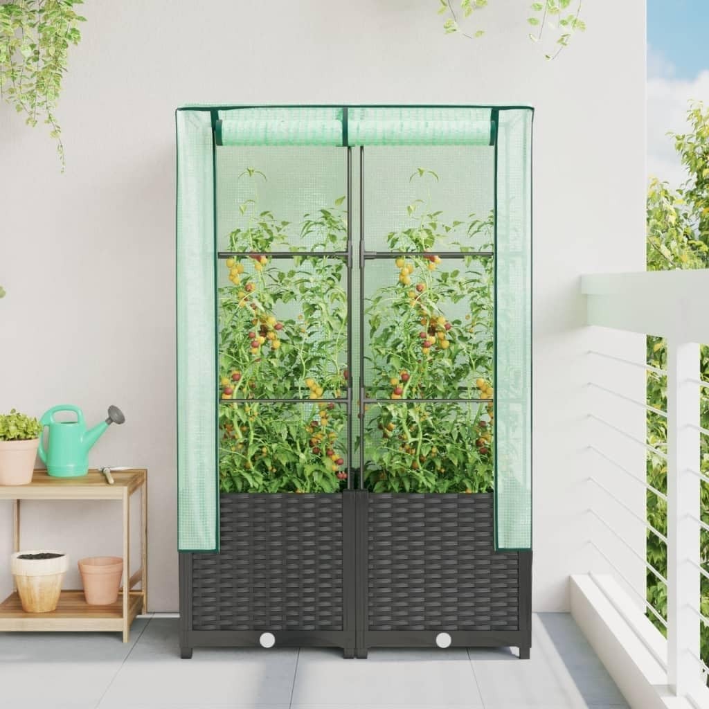 Large Raised Garden Planter with Greenhouse Cover 80x40x138cm | Weatherproof - Kwikley