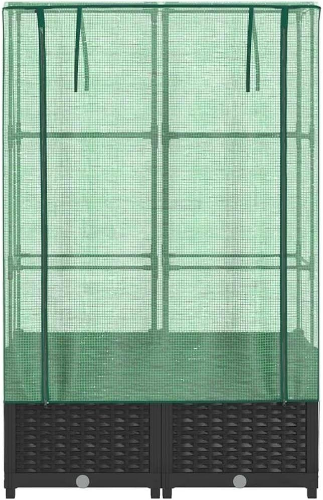 Large Raised Garden Planter with Greenhouse Cover 80x40x138cm | Weatherproof - Kwikley