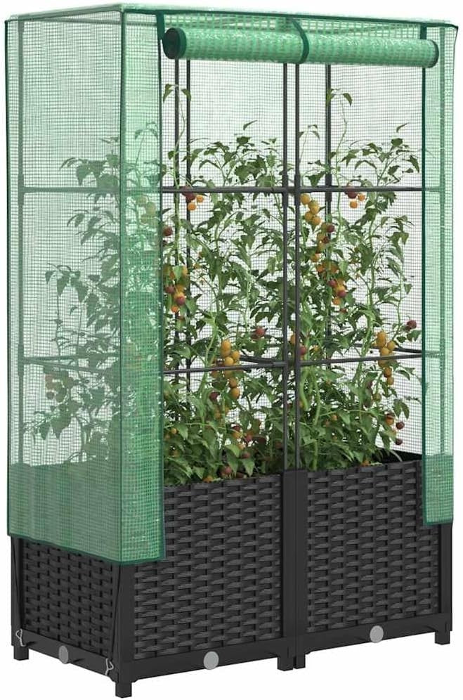 Large Raised Garden Planter with Greenhouse Cover 80x40x138cm | Weatherproof - Kwikley