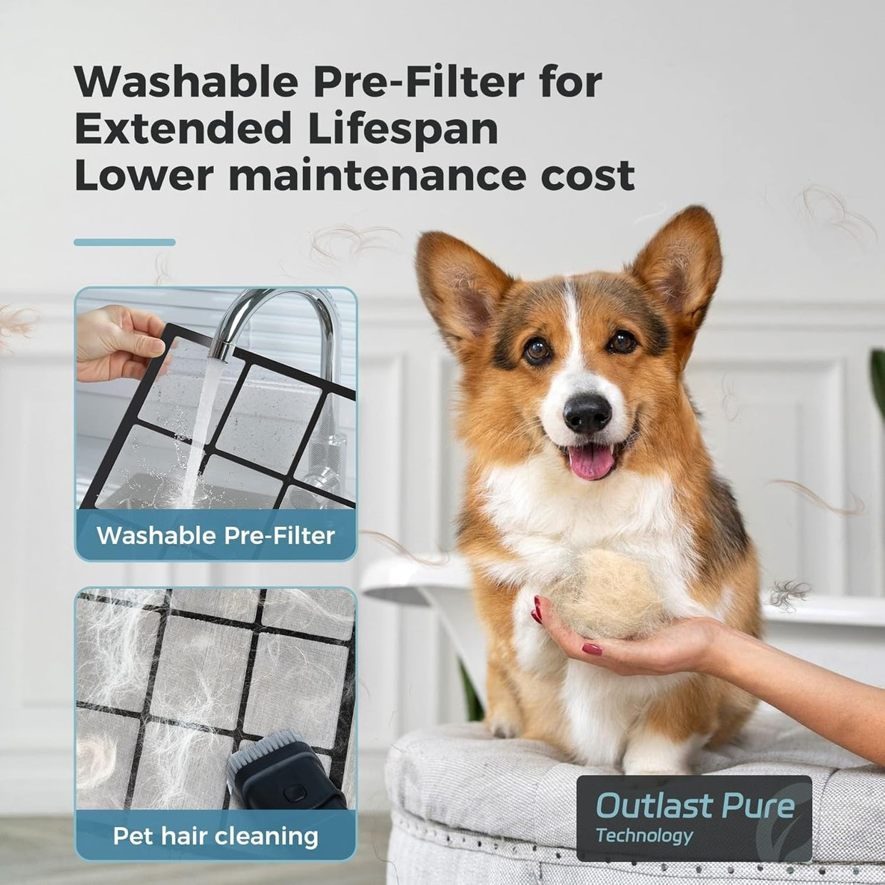 Large Room Air Purifier 1395ft² Smart Sensor HEPA Washable Filter - Kwikley