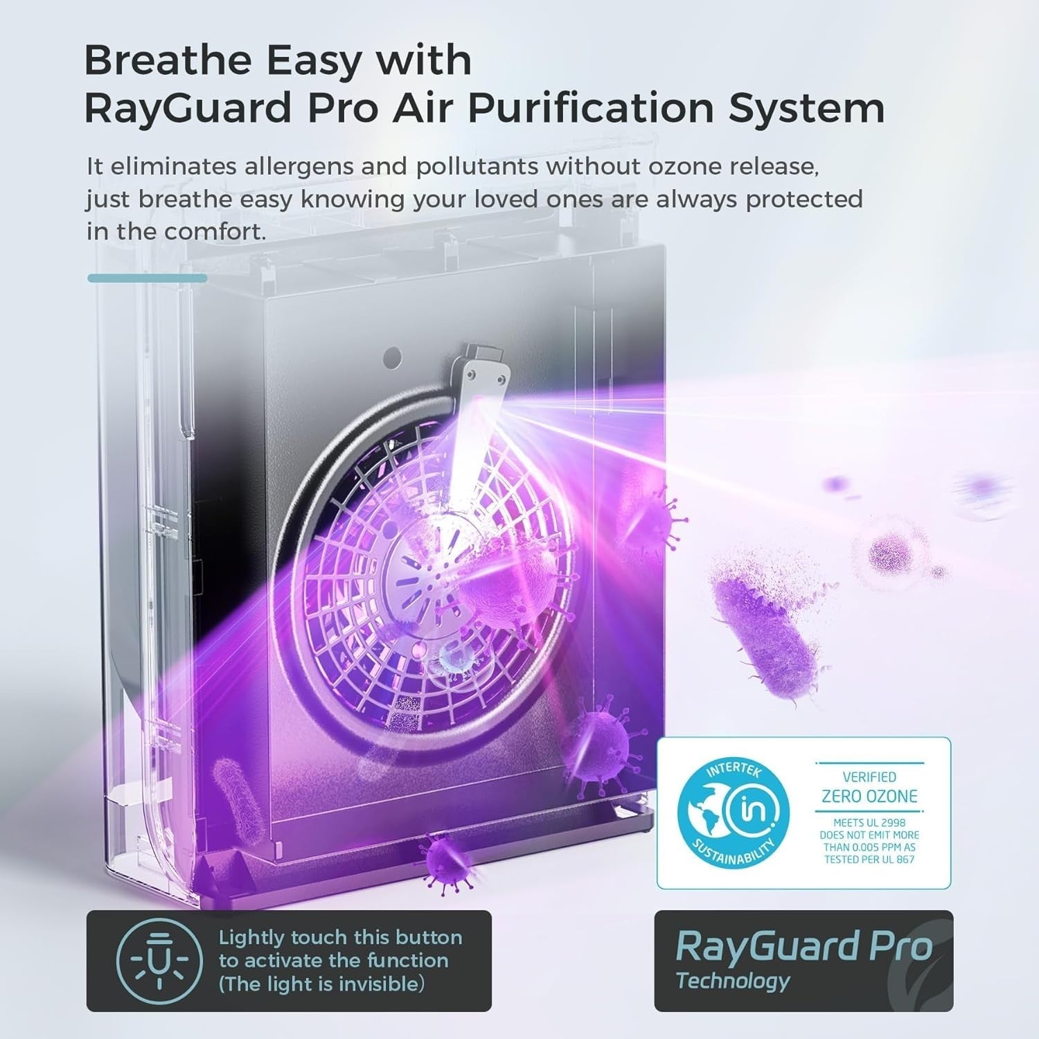 Large Room Air Purifier 1395ft² Smart Sensor HEPA Washable Filter - Kwikley