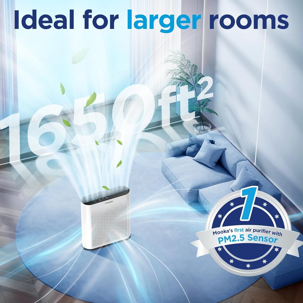 Large Room Air Purifier H13 HEPA Auto Mode PM2.5 Sensor Quiet - Kwikley