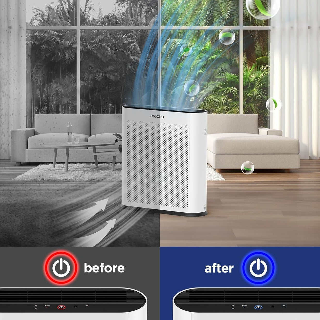 Large Room Air Purifier H13 HEPA Auto Mode PM2.5 Sensor Quiet - Kwikley
