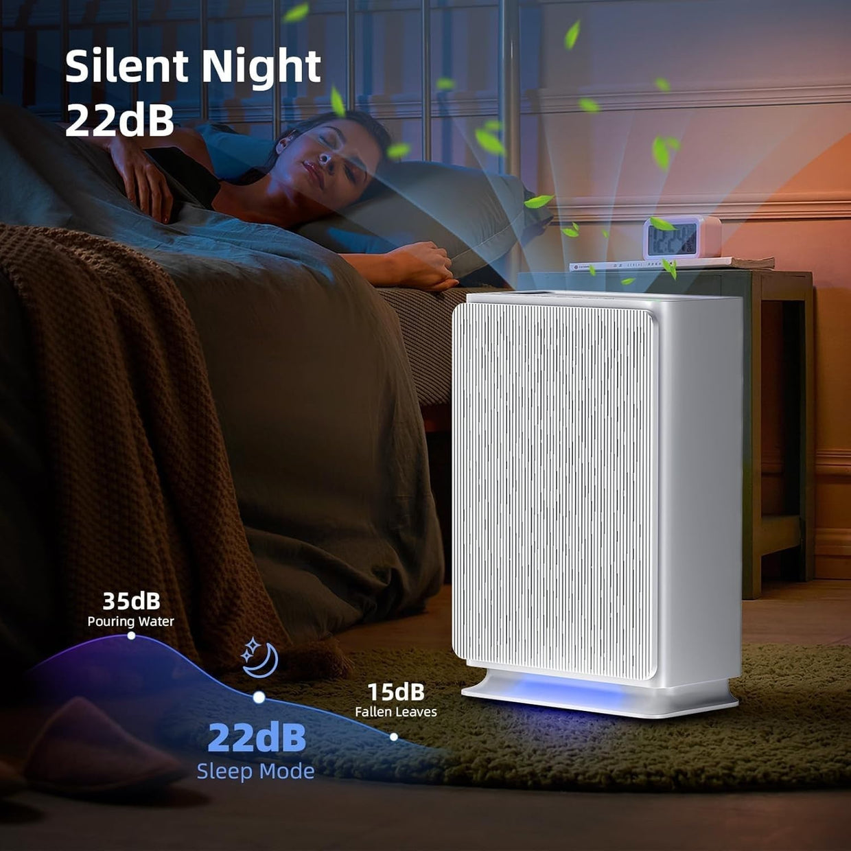 Large Room H14 HEPA Air Purifier Quiet 22dB Allergy Smoke Odour - Kwikley