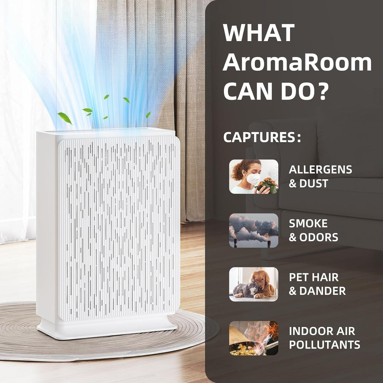 Large Room H14 HEPA Air Purifier Quiet 22dB Allergy Smoke Odour - Kwikley