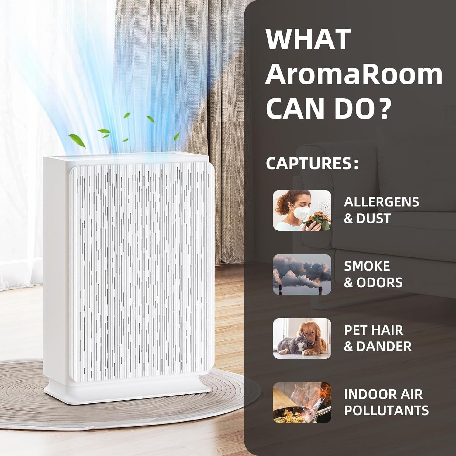 Large Room H14 HEPA Air Purifier Quiet 22dB Allergy Smoke Odour - Kwikley