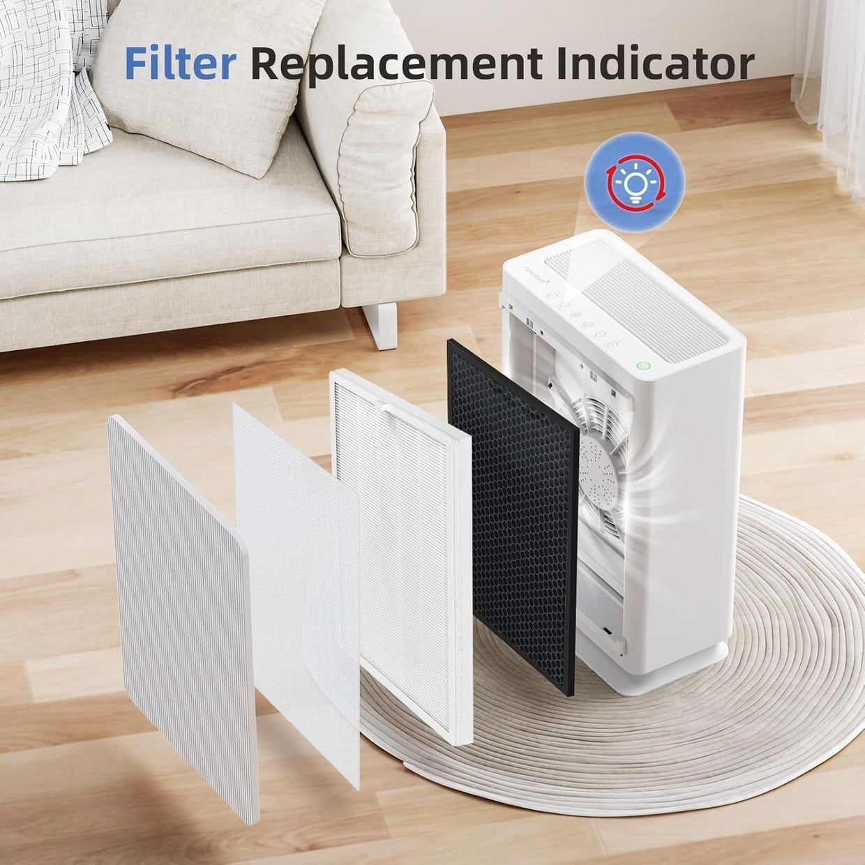 Large Room H14 HEPA Air Purifier Quiet 22dB Allergy Smoke Odour - Kwikley