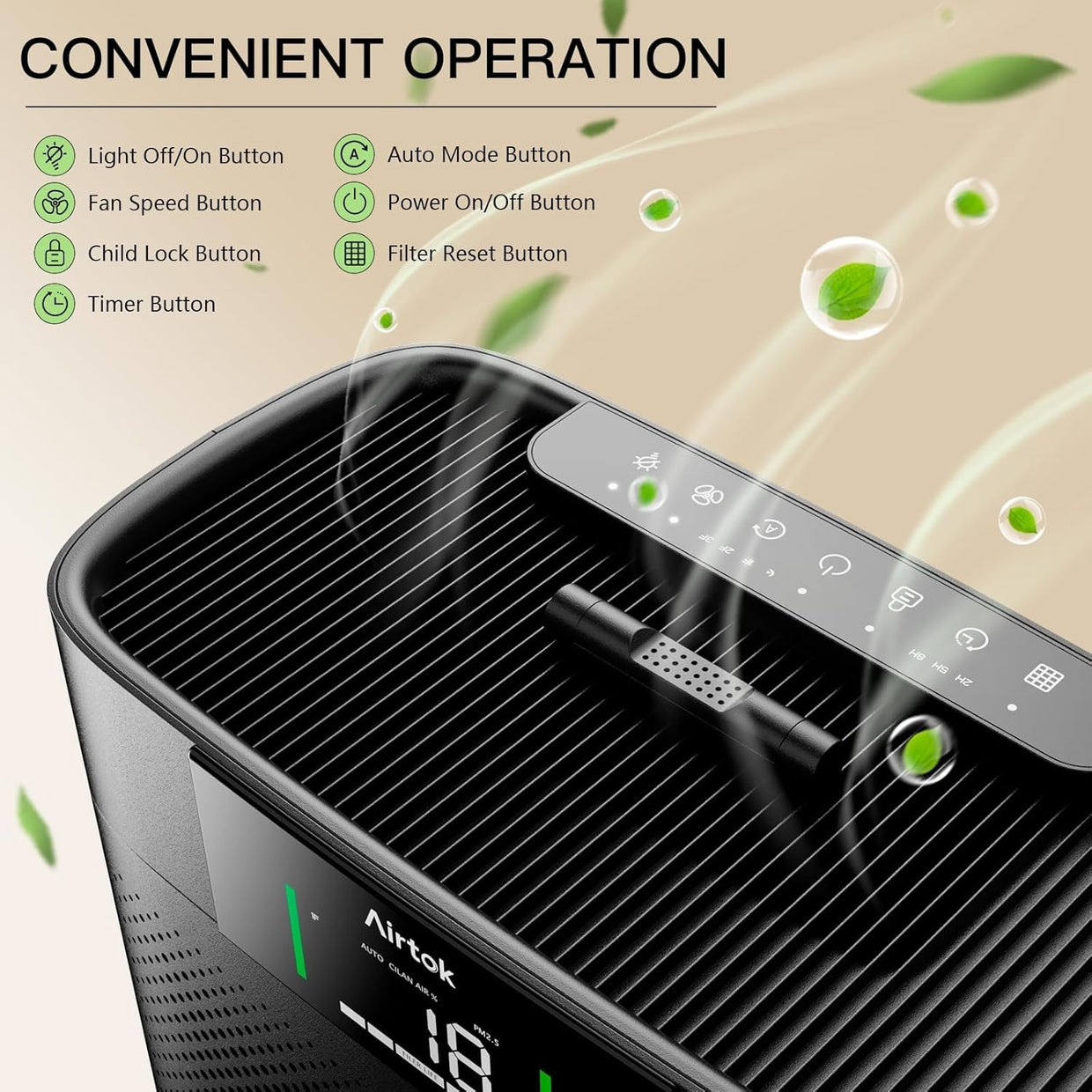 Large Room HEPA Air Purifier 1300ft² PM2.5 Auto Sleep Aromatherapy - Kwikley