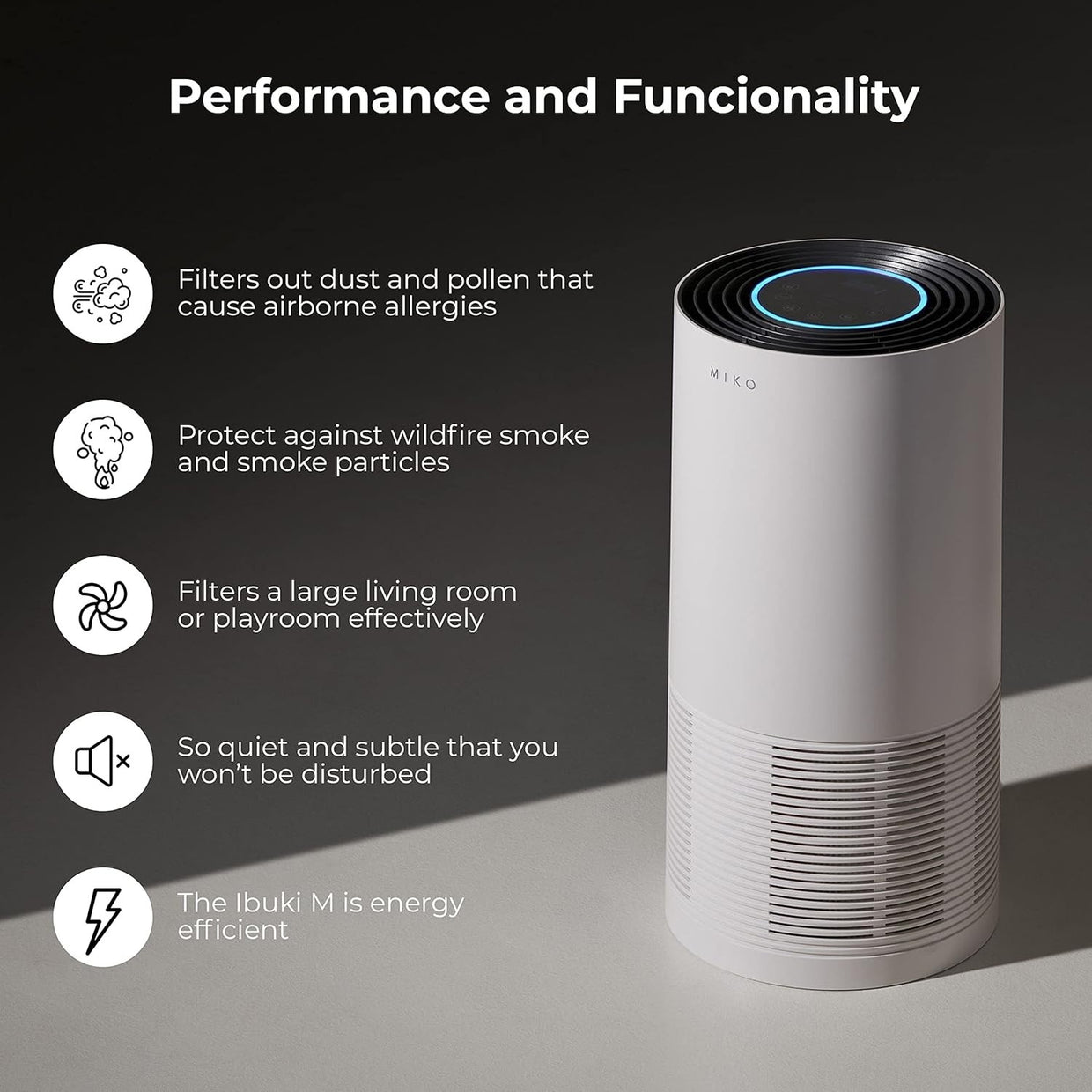 Large Room HEPA Air Purifier 1450ft² PM2.5 Sensor Auto Quiet Sleep - Kwikley