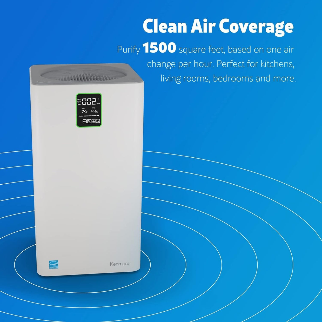 Large Room HEPA Air Purifier 1500 Sq Ft Quiet 24dB Odour Home - Kwikley