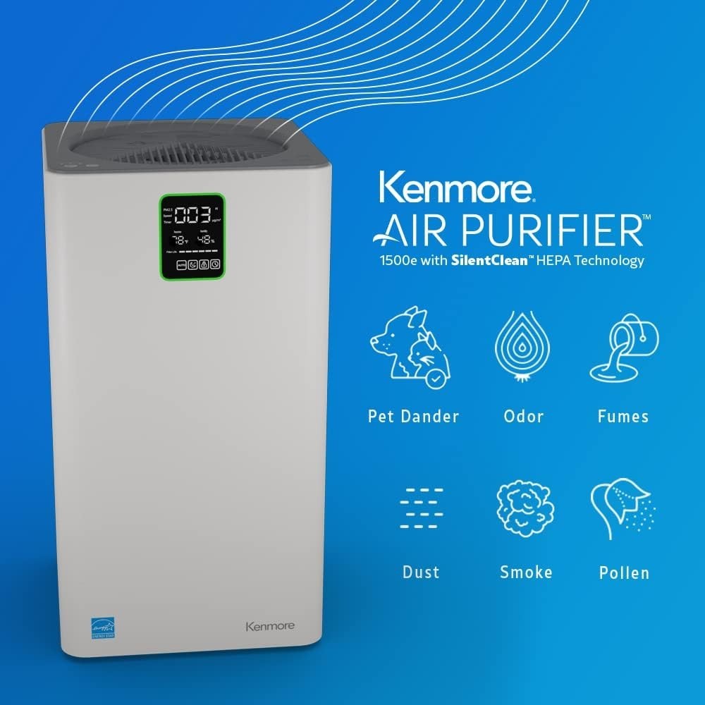 Large Room HEPA Air Purifier 1500 Sq Ft Quiet 24dB Odour Home - Kwikley