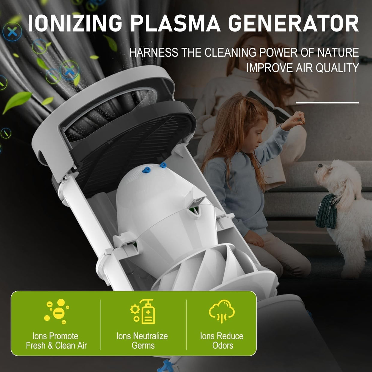 Large Room HEPA Air Purifier 2046ft² Smart WiFi Ionizer Odor - Kwikley