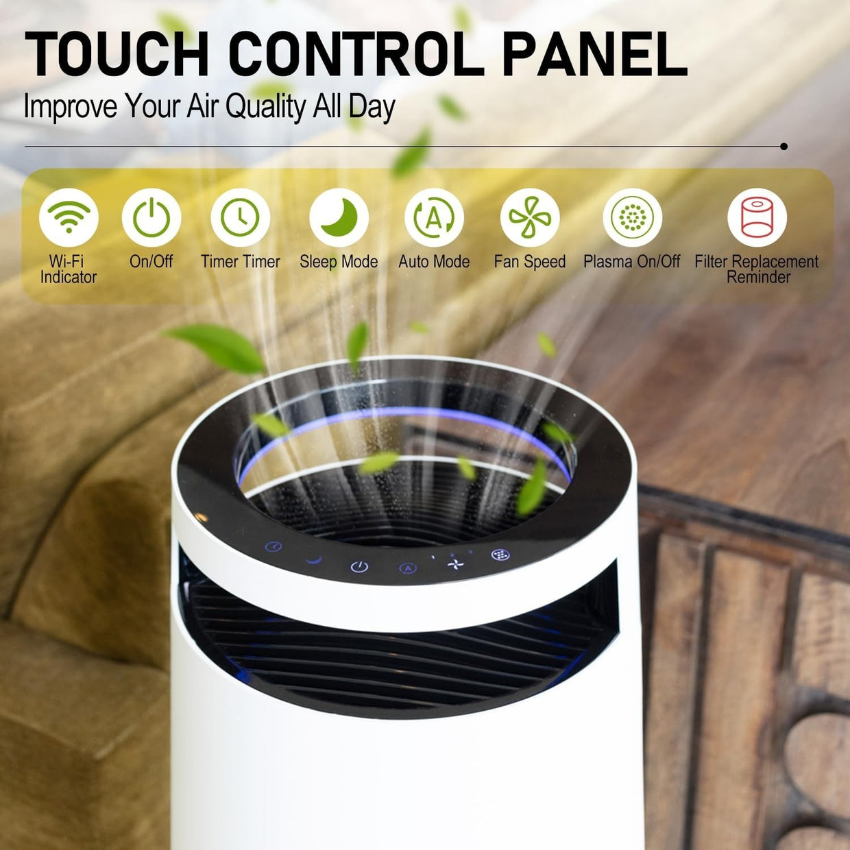 Large Room HEPA Air Purifier 2046ft² Smart WiFi Ionizer Odor - Kwikley
