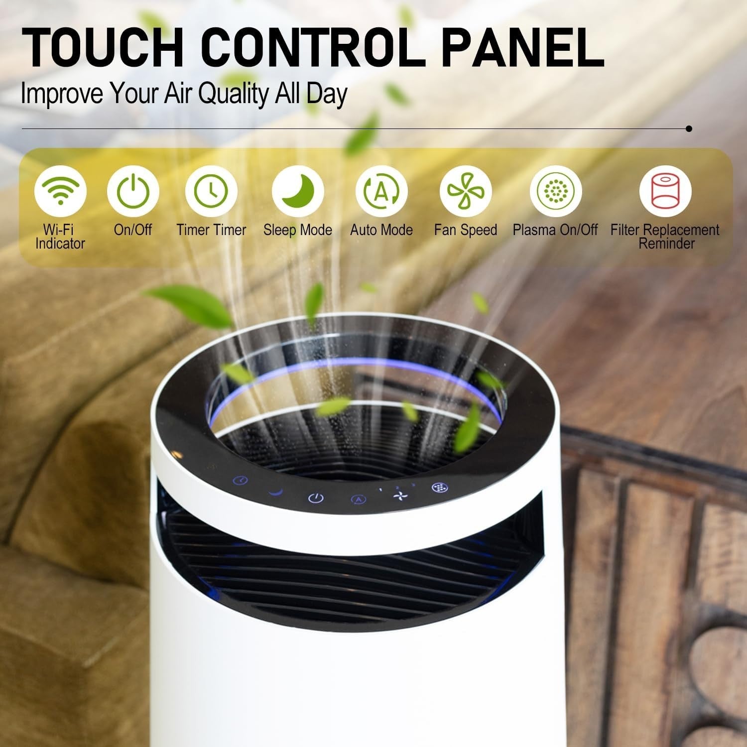 Large Room HEPA Air Purifier 2046ft² Smart WiFi Ionizer Odor - Kwikley