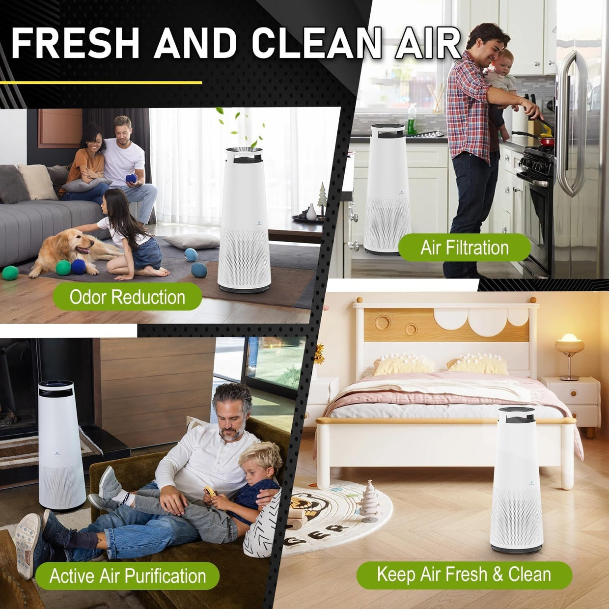 Large Room HEPA Air Purifier 2046ft² Smart WiFi Ionizer Odor - Kwikley