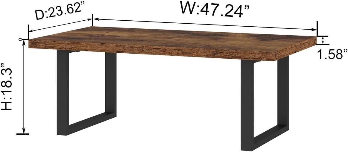 Large Rustic Coffee Table 160cm Industrial Wood Metal Centre Table Living Room - Kwikley