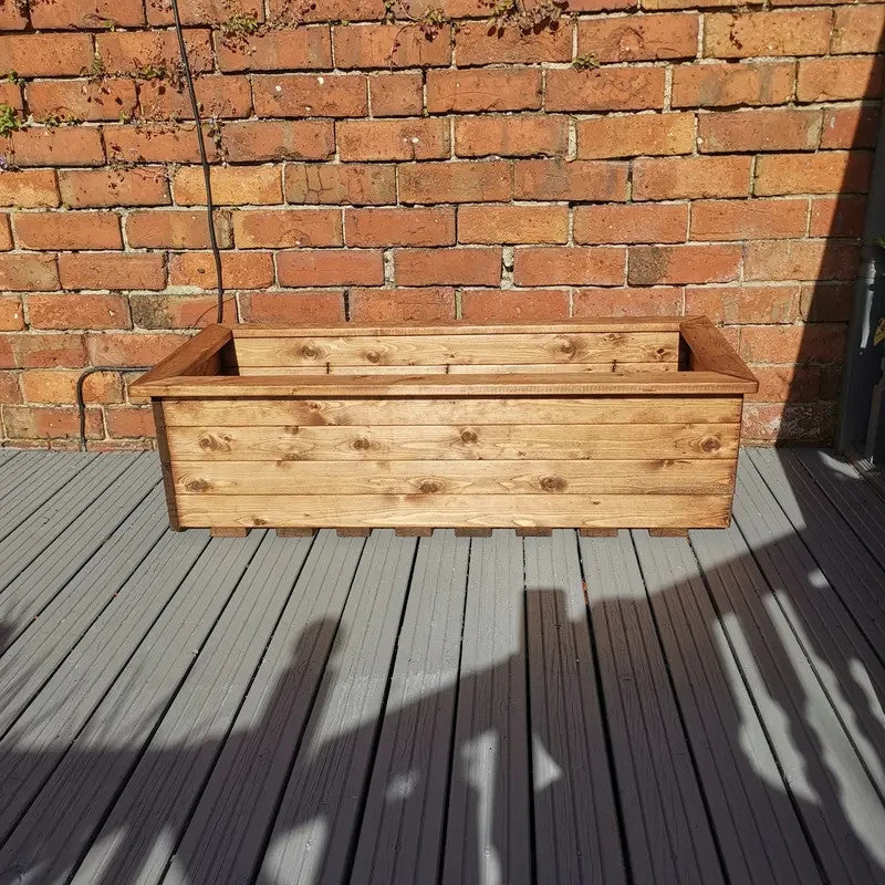 Large Rustic Wooden Garden Planter Trough 108cm Raised Bed Flower Box - Kwikley