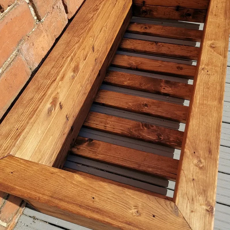 Large Rustic Wooden Garden Planter Trough 108cm Raised Bed Flower Box - Kwikley