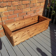 Large Rustic Wooden Garden Planter Trough 108cm Raised Bed Flower Box - Kwikley