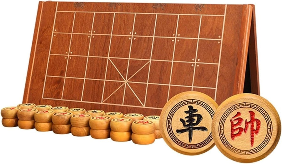 Large Sandalwood Xiangqi Chinese Chess Set Foldable Travel Board - Kwikley