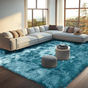 Large Shaggy Rug 160x230cm Soft Plush Anti Slip Fluffy Carpet Blue Green - Kwikley