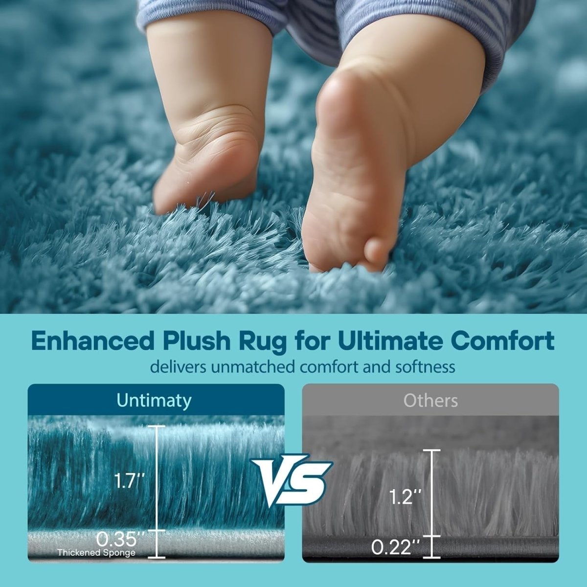 Large Shaggy Rug 160x230cm Soft Plush Anti Slip Fluffy Carpet Blue Green - Kwikley