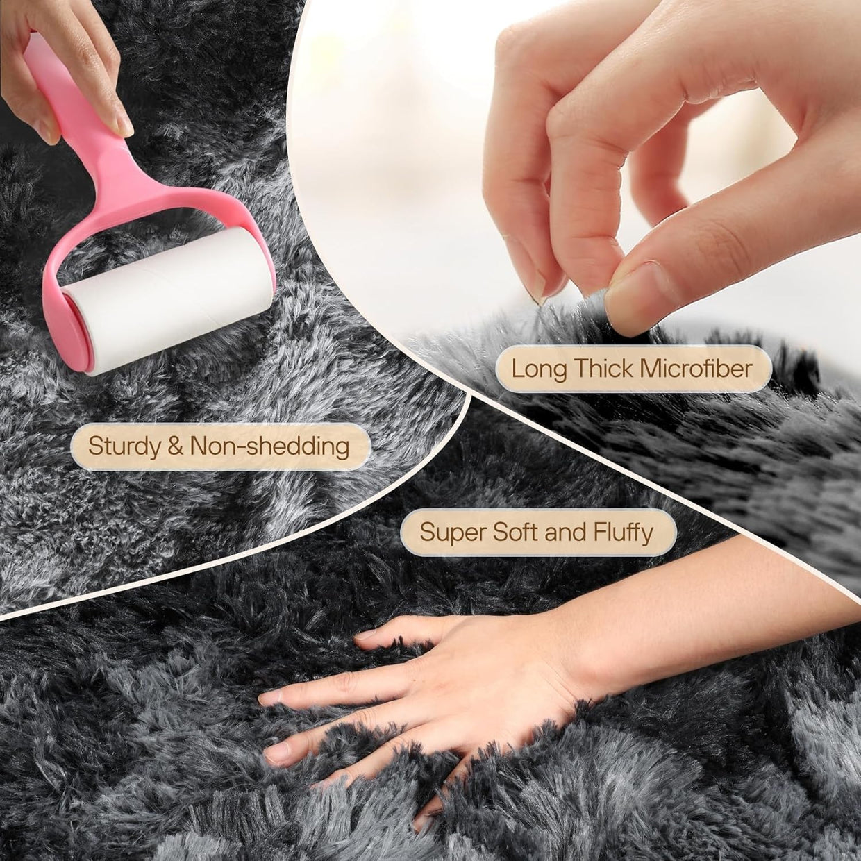 Large Shaggy Rug 160x230cm Soft Plush Anti Slip Fluffy Carpet Dark Grey - Kwikley