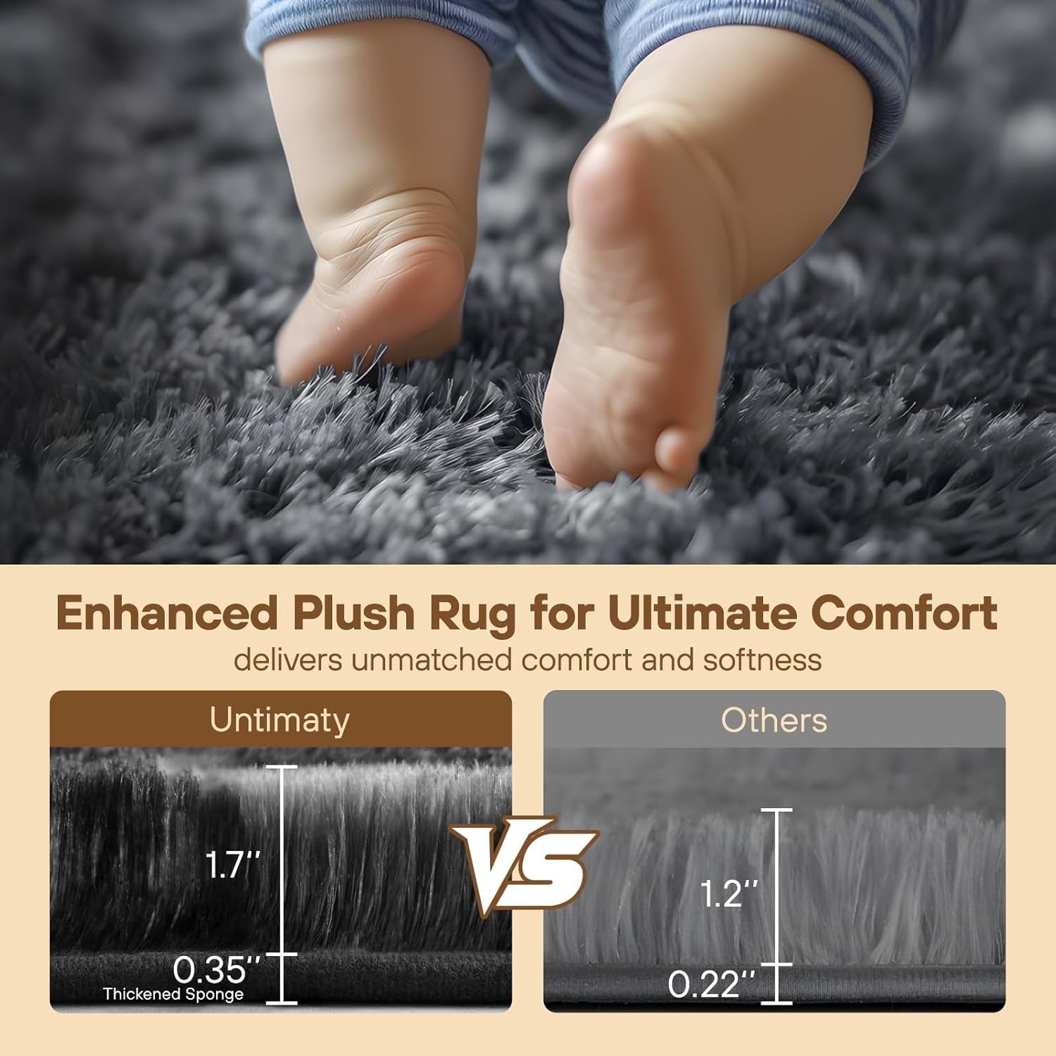 Large Shaggy Rug 160x230cm Soft Plush Anti Slip Fluffy Carpet Dark Grey - Kwikley
