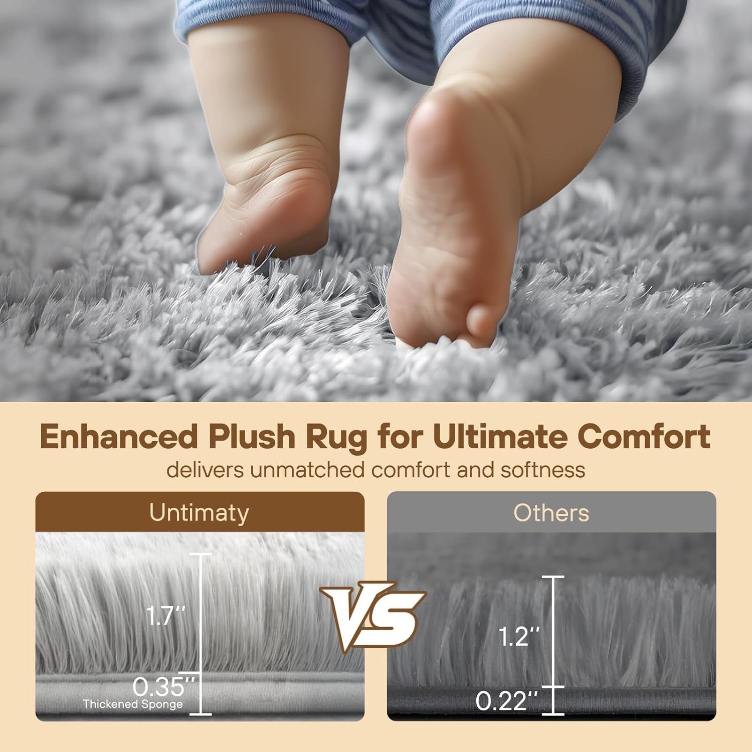 Large Shaggy Rug 160x230cm Soft Plush Anti Slip Fluffy Carpet Grey - Kwikley
