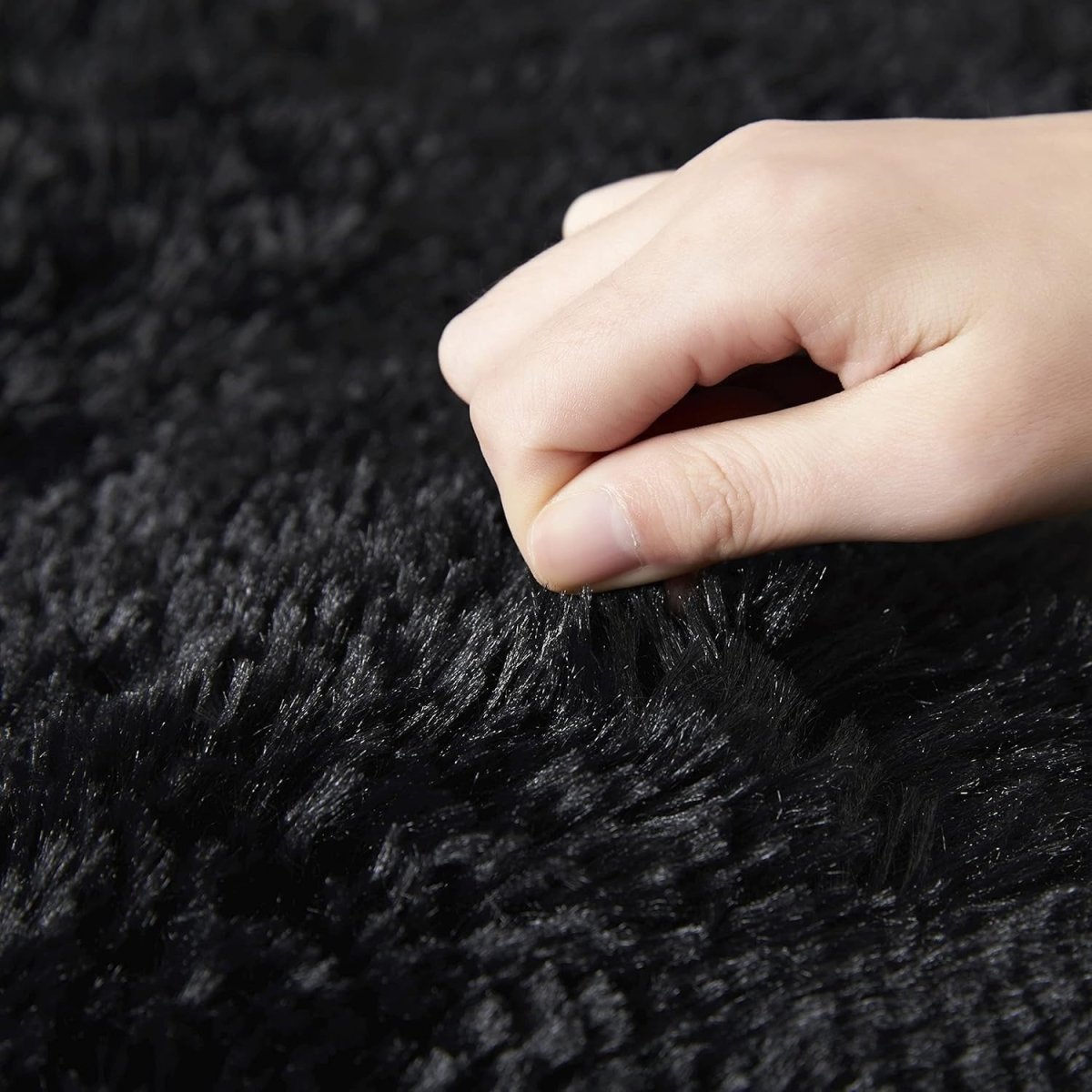 Large Shaggy Rug 80x150cm Set of 2 Soft Plush Anti Slip Fluffy Carpet Black - Kwikley