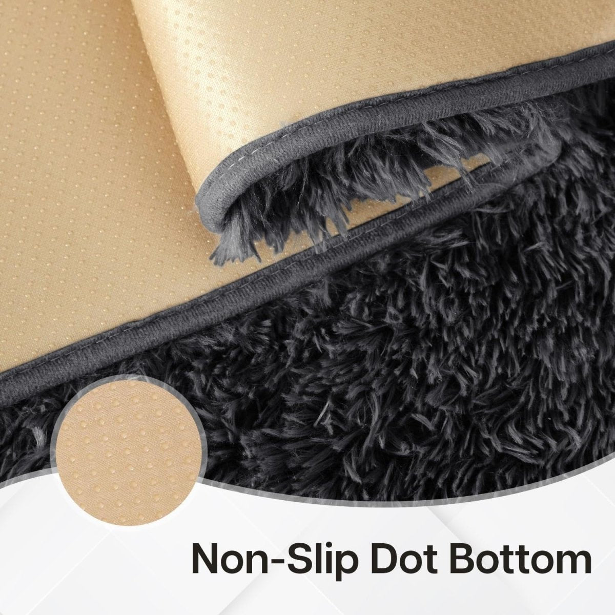 Large Shaggy Rug 80x150cm Set of 2 Soft Plush Anti Slip Fluffy Carpet Black - Kwikley