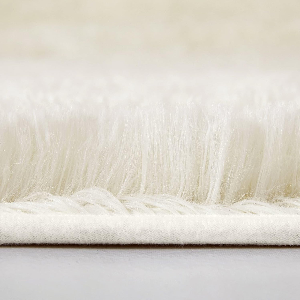 Large Shaggy Rug 80x150cm Set of 2 Soft Plush Anti Slip Fluffy Carpet Cream - Kwikley