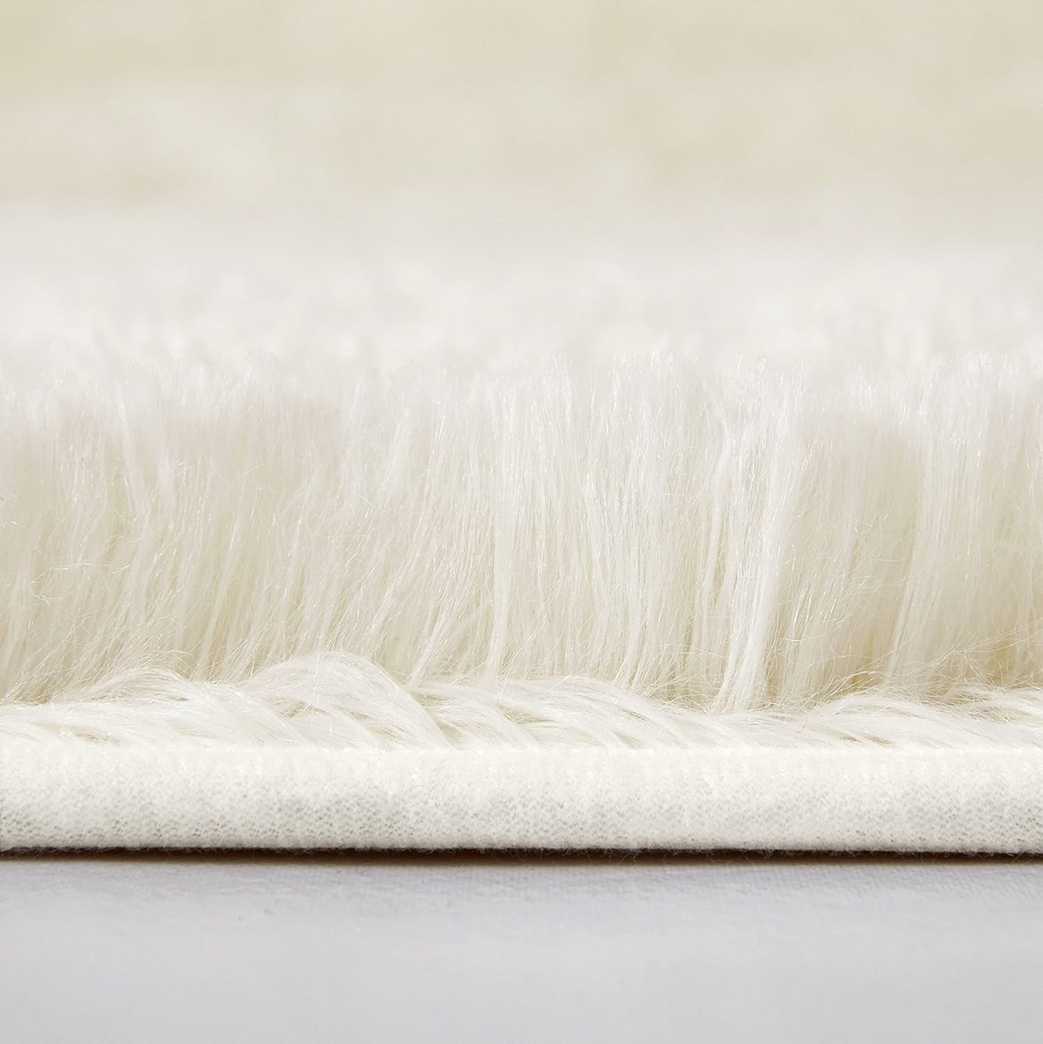 Large Shaggy Rug 80x150cm Set of 2 Soft Plush Anti Slip Fluffy Carpet Cream - Kwikley