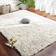 Large Shaggy Rug 80x150cm Set of 2 Soft Plush Anti Slip Fluffy Carpet Cream - Kwikley