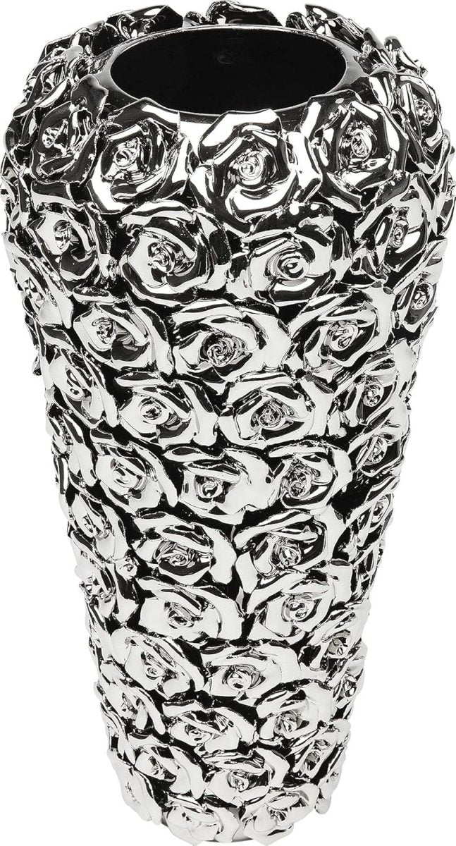 Large Silver Chrome Rose Vase 45cm Luxury Sculptural Flower Home Decor - Kwikley