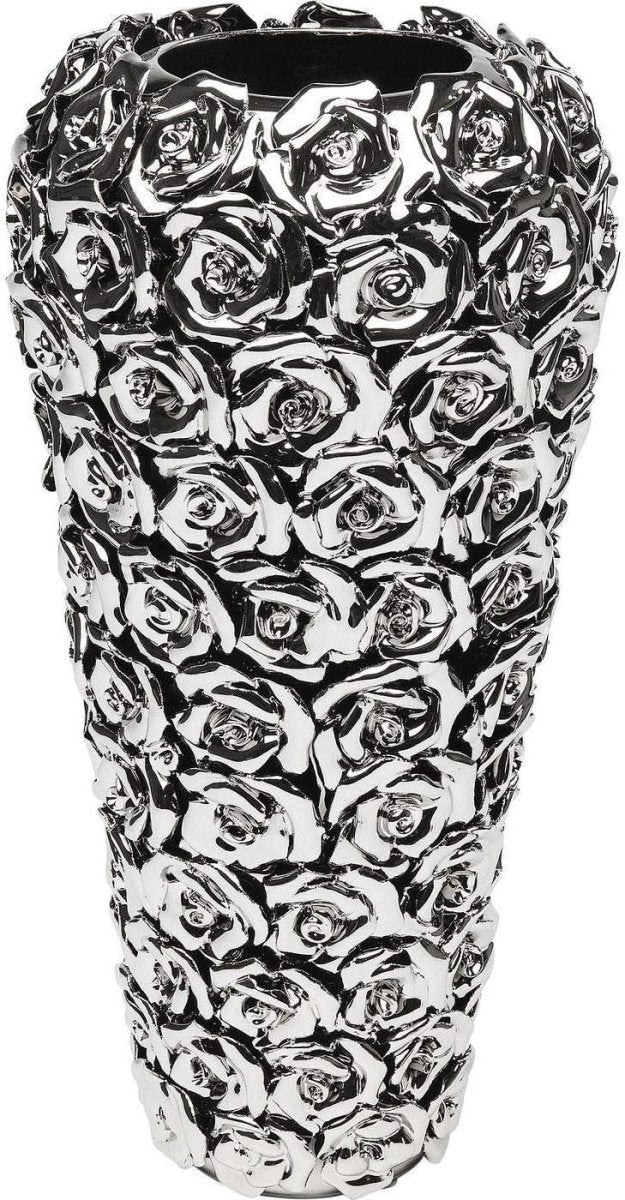 Large Silver Chrome Rose Vase 45cm Luxury Sculptural Flower Home Decor - Kwikley