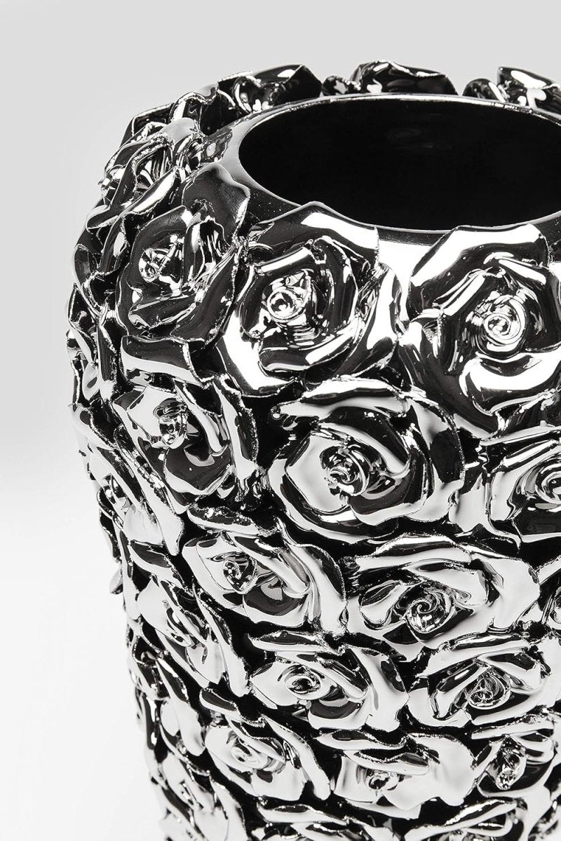 Large Silver Chrome Rose Vase 45cm Luxury Sculptural Flower Home Decor - Kwikley